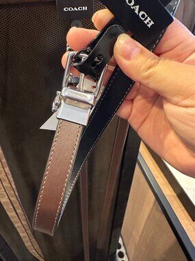NWT! Coach CCO15 Women's Roller Buckle Reversible Belt In Black/Maple/Silver